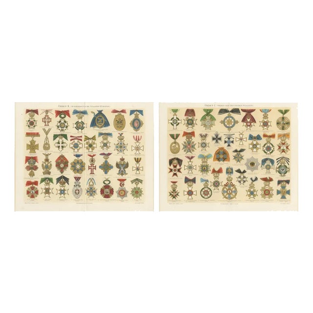 European Orders and Decorations and Medals, 1800s, Lithograph For Sale