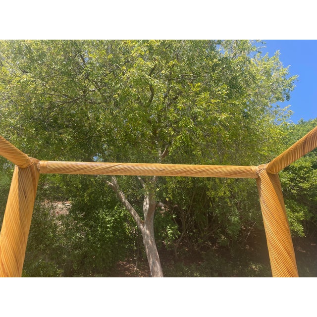 Monumental Vintage Pencil Reed Rattan Canopy Bed, Queen Size For Sale - Image 10 of 12