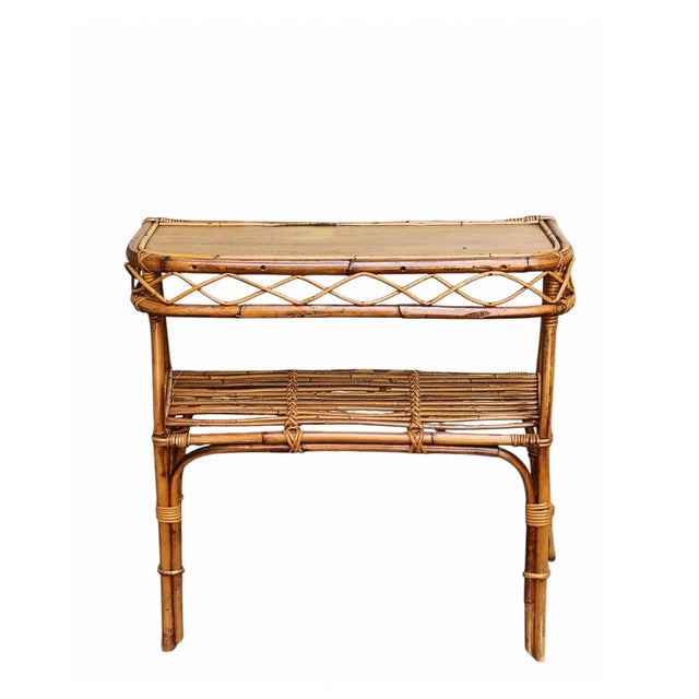 Vintage Bamboo and Woven Rattan Console Table by Franco Albini, Italy, 1960s For Sale - Image 11 of 12