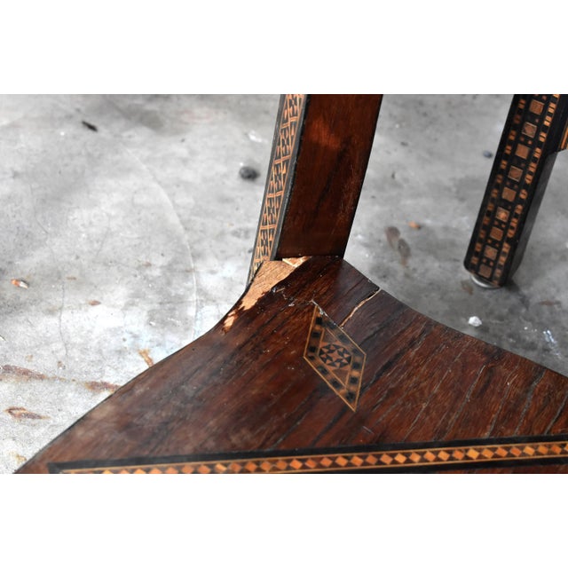 Antique Syrian Marquetry Inlay Card Table and 4 Chairs For Sale - Image 10 of 13