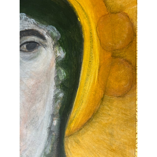 2020s Modern Icon With Golden Halo, Original Painting For Sale - Image 5 of 6