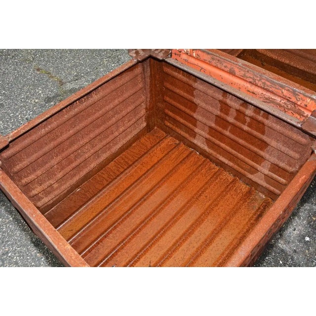 Industrial Pair of Vintage Painted Steel Container Planters For Sale - Image 3 of 4