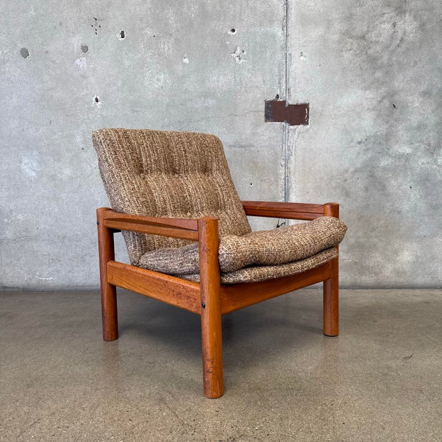 Vintage 70's Domino Mobler Highback Lounge Chair New tweed upholstery and cushion