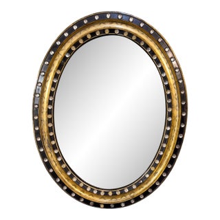 Irish Regency Gilt and Ebonized Convex Mirror, Late 19th Century For Sale