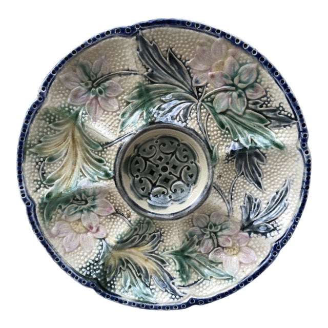 Belgium Majolica Oyster Plate Wasmuel Circa 1890 For Sale