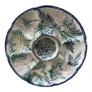 Belgium Majolica Oyster Plate Wasmuel Circa 1890
