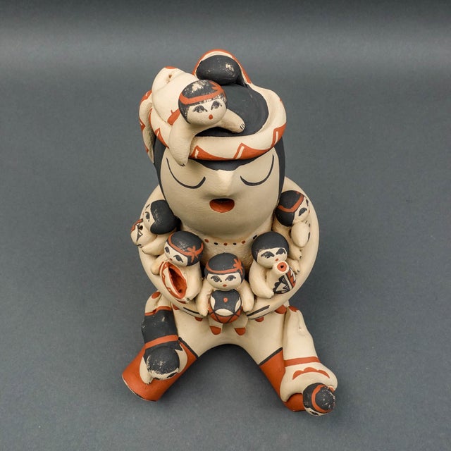 Ceramic Mid 20th Century Marie Toya Signed Jemez Pueblo Storyteller 8 Children Pottery Sculpture Figurine For Sale - Image 7 of 9