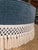 Traditional Upholstered Round Ottoman in Velvet With Bullion Trim For Sale - Image 3 of 4