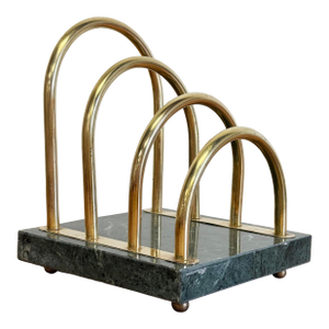 Vintage Marble and Brass Tiered Letter Holder