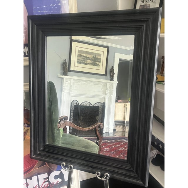 1970s 1970s Black Lacquer Beveled Wall Mirror — Mid-Century Modern For Sale - Image 5 of 8