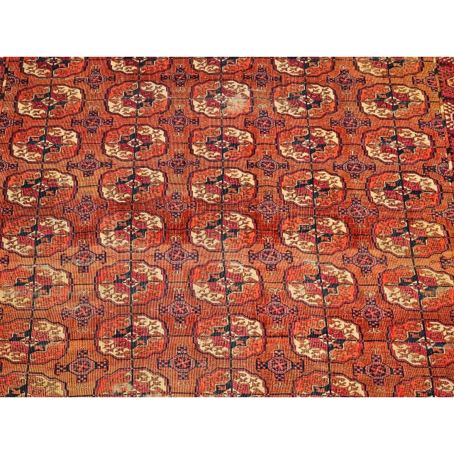 Antique Turkmen Tekke Rug, Wool Pile, Allover Geometric Design For Sale - Image 11 of 14