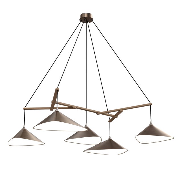 Emily Group of Five Pendant Light in Dark Bronze Semi-Matte by Daniel Becker for Moss Objects For Sale