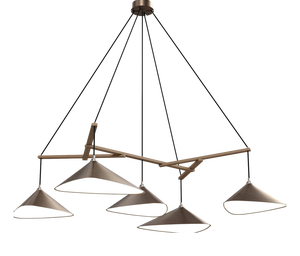Emily Group of Five Pendant Light in Dark Bronze Semi-Matte by Daniel Becker for Moss Objects