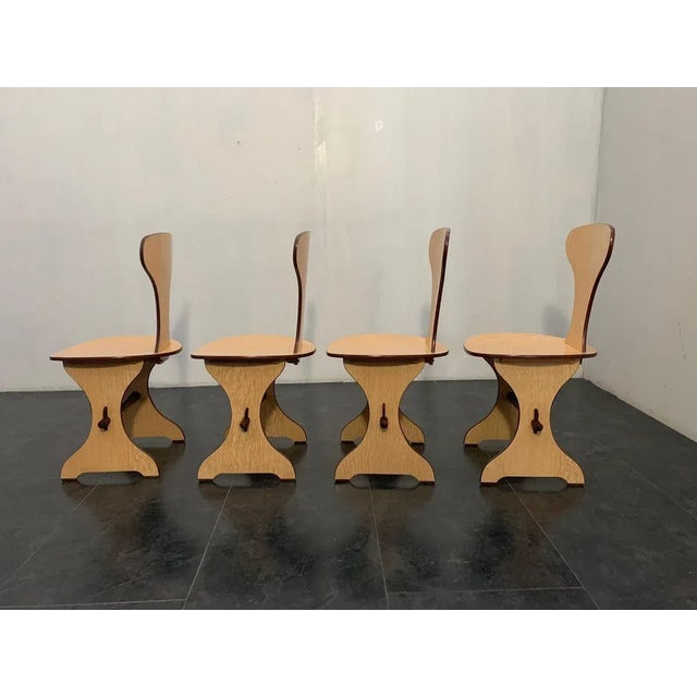 Curved Plywood and Laminate Rosewood Dining Table & Chairs Set from Pedini Fano, 1960s, Set of 5 For Sale - Image 10 of 14