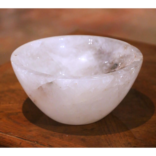 Early 21st Century Large Brazilian Carved Rock Crystal Bowl Vide-Poche For Sale - Image 5 of 6