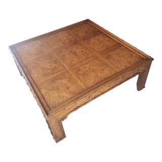 Late 20th Century Drexel Heritage Hollywood Regency Faux Bamboo Coffee Table For Sale