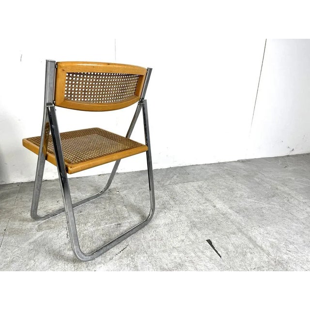 Vintage Rattan Folding Chairs, 1970s, Set of 4 For Sale - Image 9 of 10