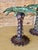 Coffee Pair of Vintage Cast Iron Palm Tree Candlestick Holders With Verdigris Patina For Sale - Image 8 of 10