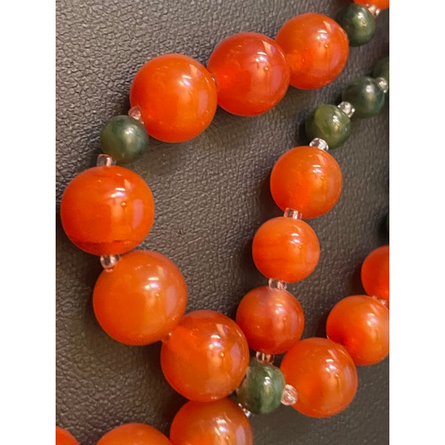 Gemstone Necklace Red Nanhong Agate Bingju Type (Icey Orange Tangerine). Necklace With Jade Vintage Screw Clasp For Sale - Image 9 of 9