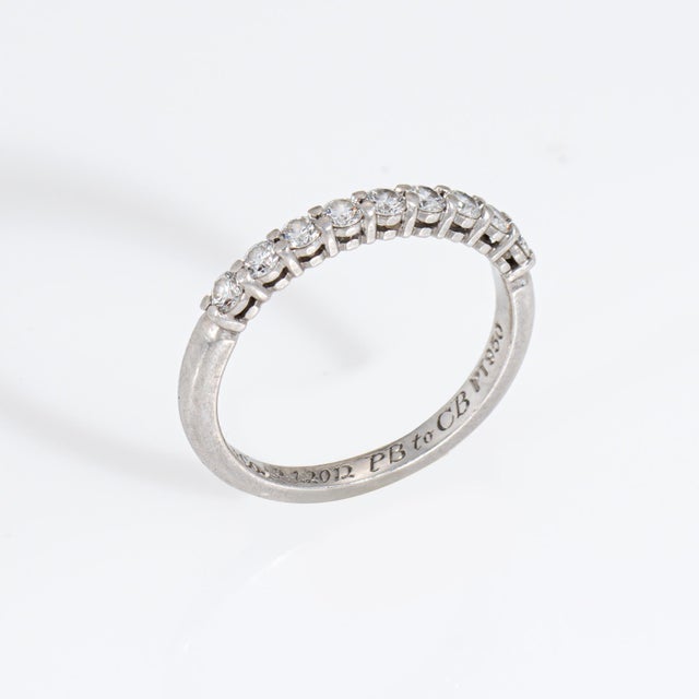 Pre-owned Tiffany & Co 'Forever' diamond band crafted in 950 platinum (circa 2012). Diamonds total an estimated 0.27...