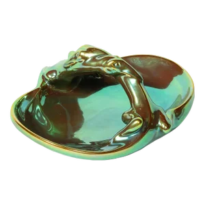 1930s Art Deco Basket Form Ceramic Dish of Entwined Lizards by Zsolnay Eosin