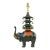 Vintage Hand-Painted Dark Green Elephant Lamp With Pagoda Design For Sale