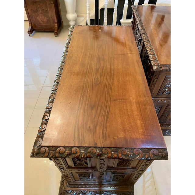 19th Century Italian Carved Walnut Side Cupboards, Set of 2 For Sale - Image 6 of 18