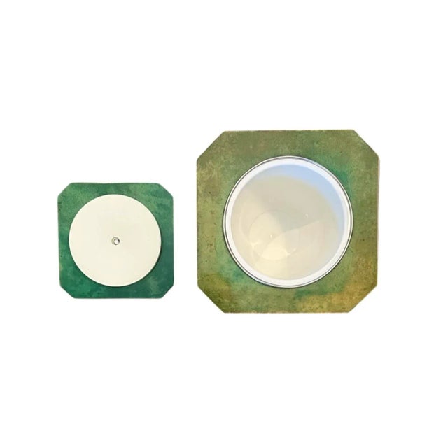 Vintage Italian Marbled Green Hexagonal Lacquereare / Lacquered Ice Bucket For Sale - Image 4 of 8