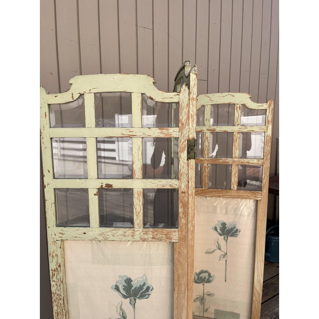 Glass and Fabric Screen, 1920s For Sale - Image 3 of 15