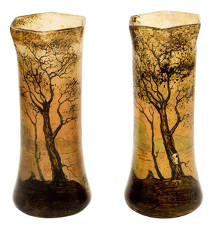 Art Deco Glass Vases, Italy, Early 20th Century, Set of 2