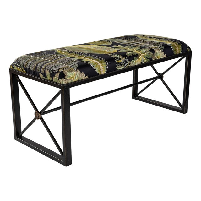 Scalamandre Maison by Port 68 Medallion Black with Forest Double Bench For Sale