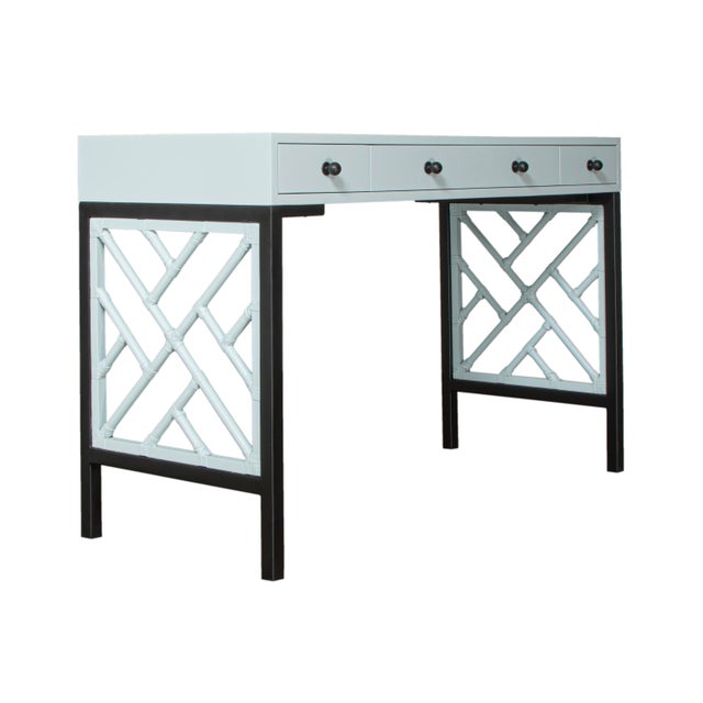 Chippendale Writing Desk - Light Blue For Sale - Image 9 of 9