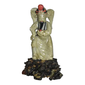 Vintage Asian Carved Soapstone Figure W/Base