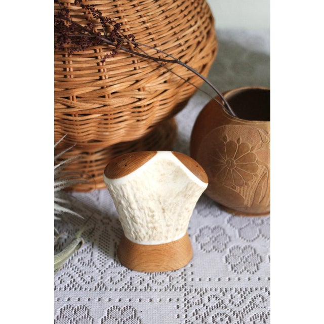 Contemporary 1980s Wood and Antler Salt and Pepper Shakers For Sale - Image 3 of 9