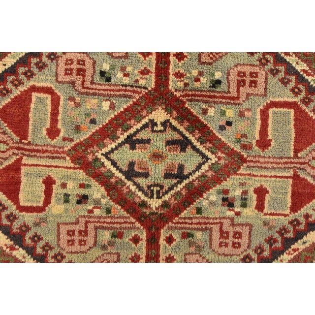 Vintage Qashqai Rug 5'8'' X 10'1'' Red Wool Hand-Knotted Oriental Carpet For Sale - Image 9 of 15
