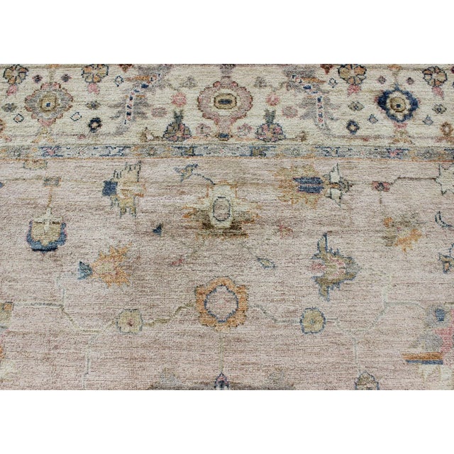 Ivory Keivan Woven Arts Angora Turkish Oushak Rug in Dusty Pink and Ivory 10'3 X 13'9 For Sale - Image 8 of 12