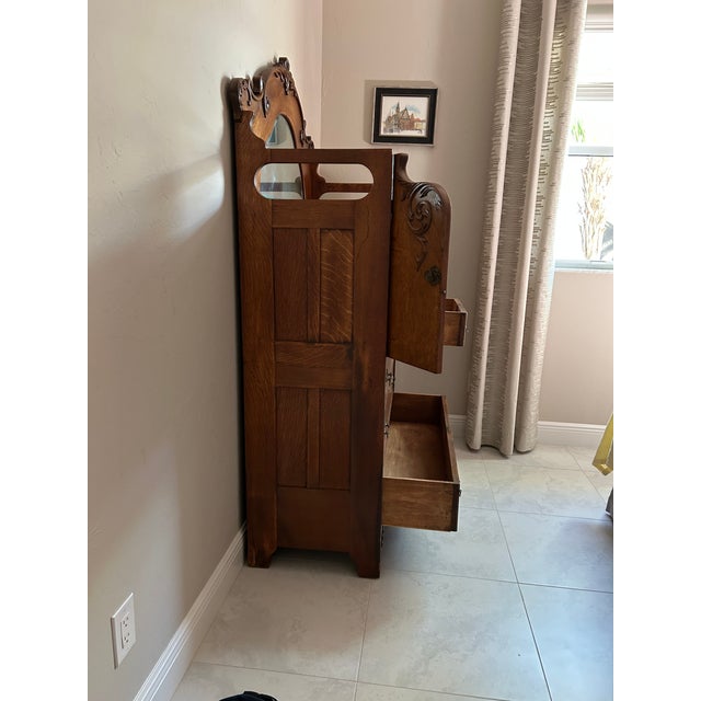 Antique Oak 1920's Wardrobe For Sale - Image 10 of 14