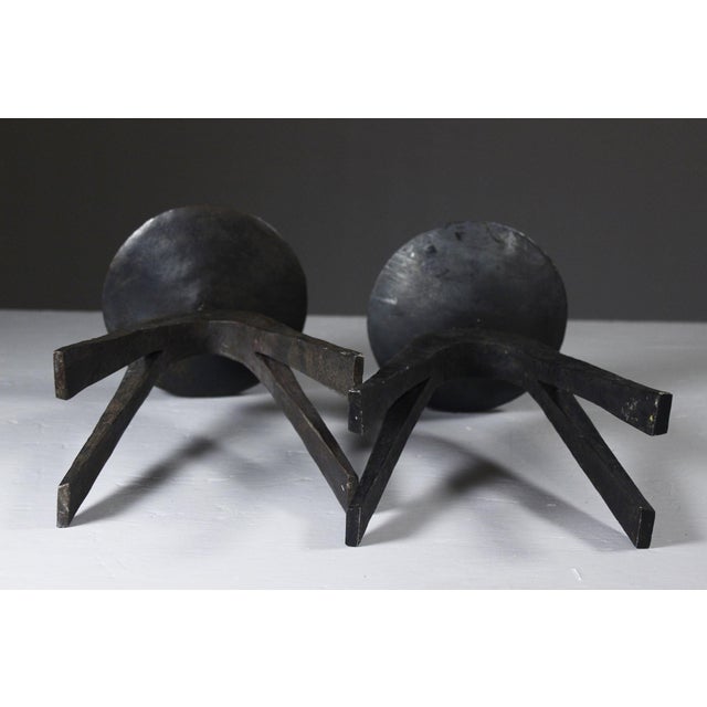 Mid-Century Modern French Brutalist Candleholders in Wrought Iron, Set of 2 For Sale - Image 13 of 15