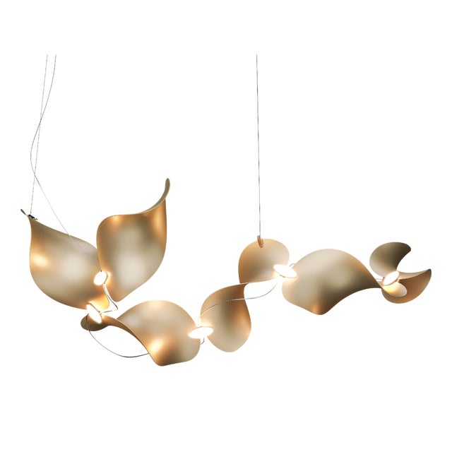 Dune 6 Curve Chandelier with Metallic Tone Shades from Moss Objects For Sale