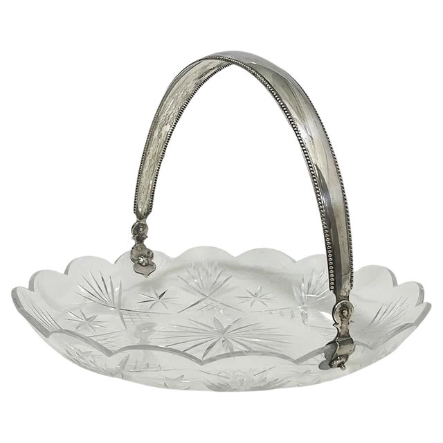 Dutch Crystal Bowl with Silver Handle, 1909 For Sale