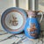 A striking antique English blue lustre transferware wash basin and matching ewer by Staffordshire Potter - Furnival dating...