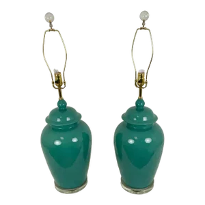 Classic Large Ginger Jar Lamps With Lucite Bases