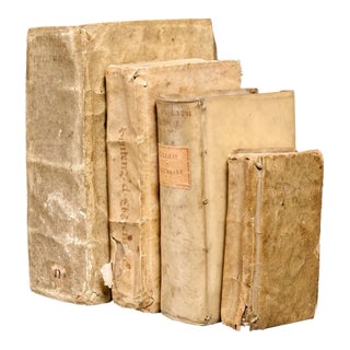 Lot of 4 Rare Antique 17th Century Fine Vellum Wrapped Bound Latin Books 1600's For Sale