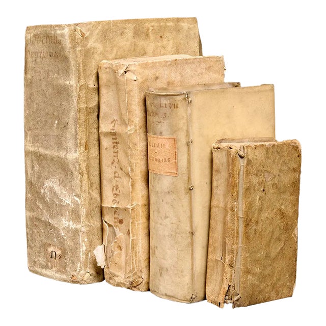 Lot of 4 Rare Antique 17th Century Fine Vellum Wrapped Bound Latin Books 1600's For Sale