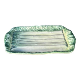 Italian Asparagus Majolica Serving Plate Signed E. & R. For Sale