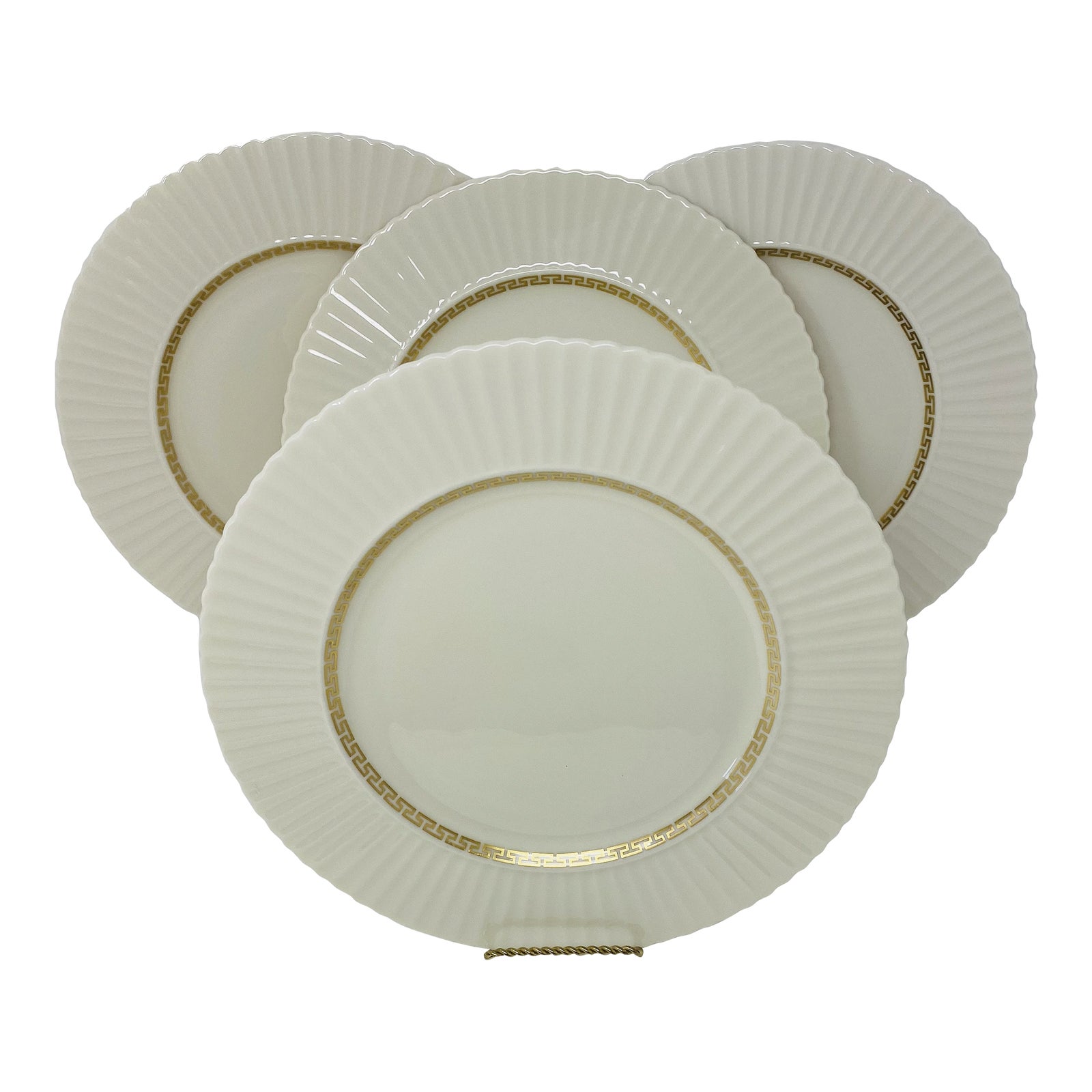 Vintage Lenox Cretan Gold Greek Key Bone China With Scalloped Edges