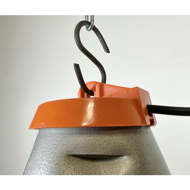 Industrial Grey Pendant Lamp in Aluminium Cage, 1970s For Sale - Image 10 of 16