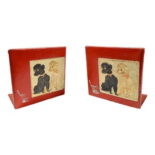 Antique Leather Lined French Poodle Bookends- a Pair For Sale