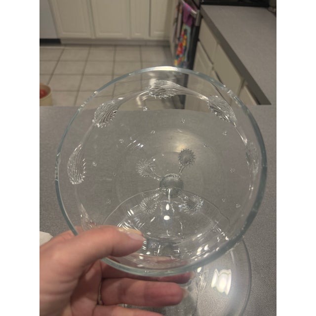 Discontinued Juliska “Ursula” Bohemian Glass Cake Stand With Dome, Signed (~7.5”) For Sale - Image 4 of 4
