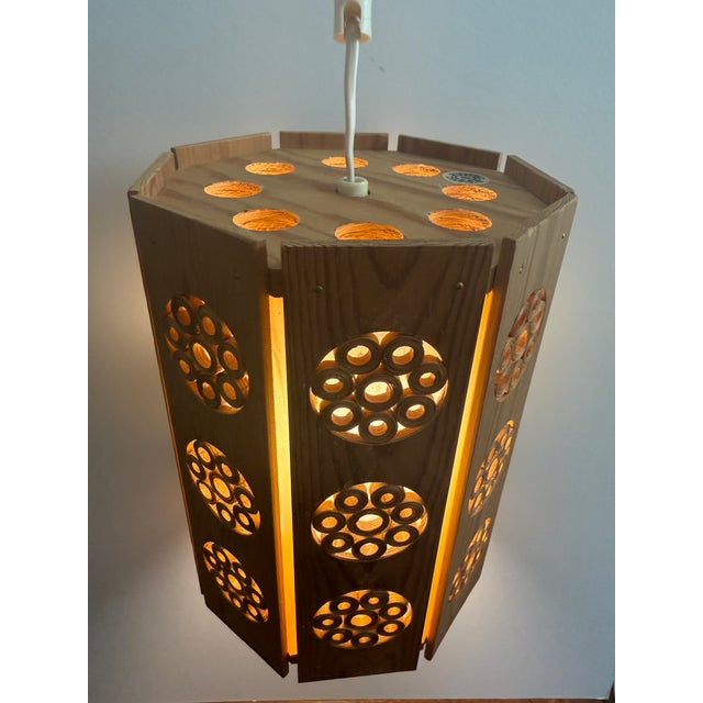 Mid-Century Modern Vintage Swedish Modern Wood Hanging Pendant Light by Byalaget For Sale - Image 3 of 11